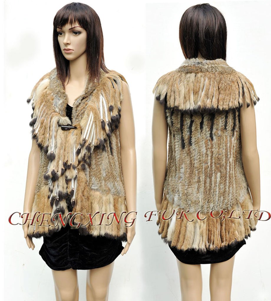 CX-G-B-158B WONDER FUR Genuine Rabbit  Fur Fashion Clothing ~ FUR VEST  ~ DROP SHIPPING