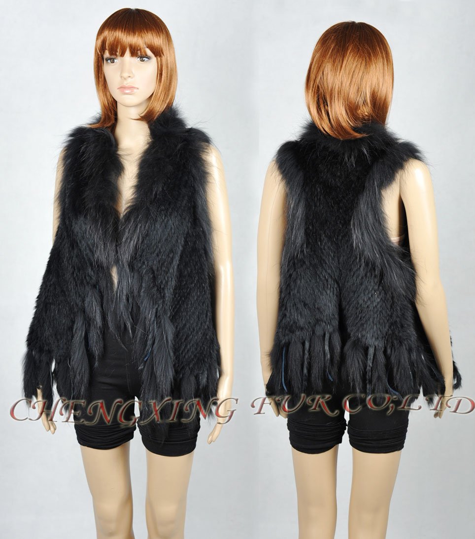 CX-G-B-159B Genuine Rabbit Fur Fashion Vest ~ Fur Vest ~DROP SHIPPING