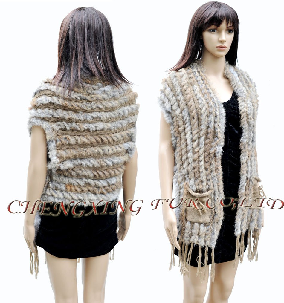 CX-G-B-27A Rabbit Fur Fashion Knitting Vest ~ Drop Shipping