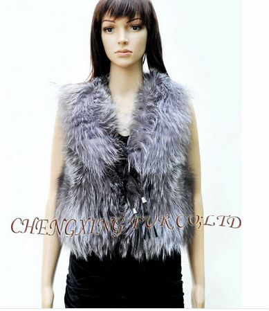 CX-G-B-32 Silver Fox Fur Vest S M L ~ NATURAL COLOUR ~ DROP SHIPPING