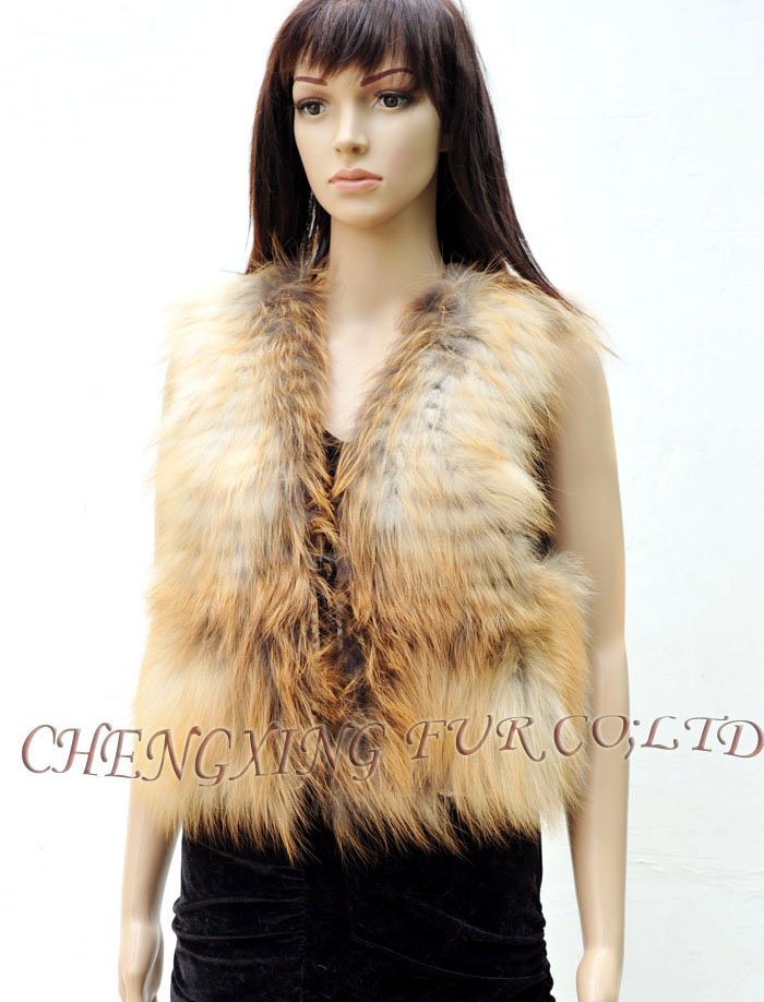 CX-G-B-48 Red Fox Fur Fashion Tank Top - Natural Colour ~ Drop Shipping