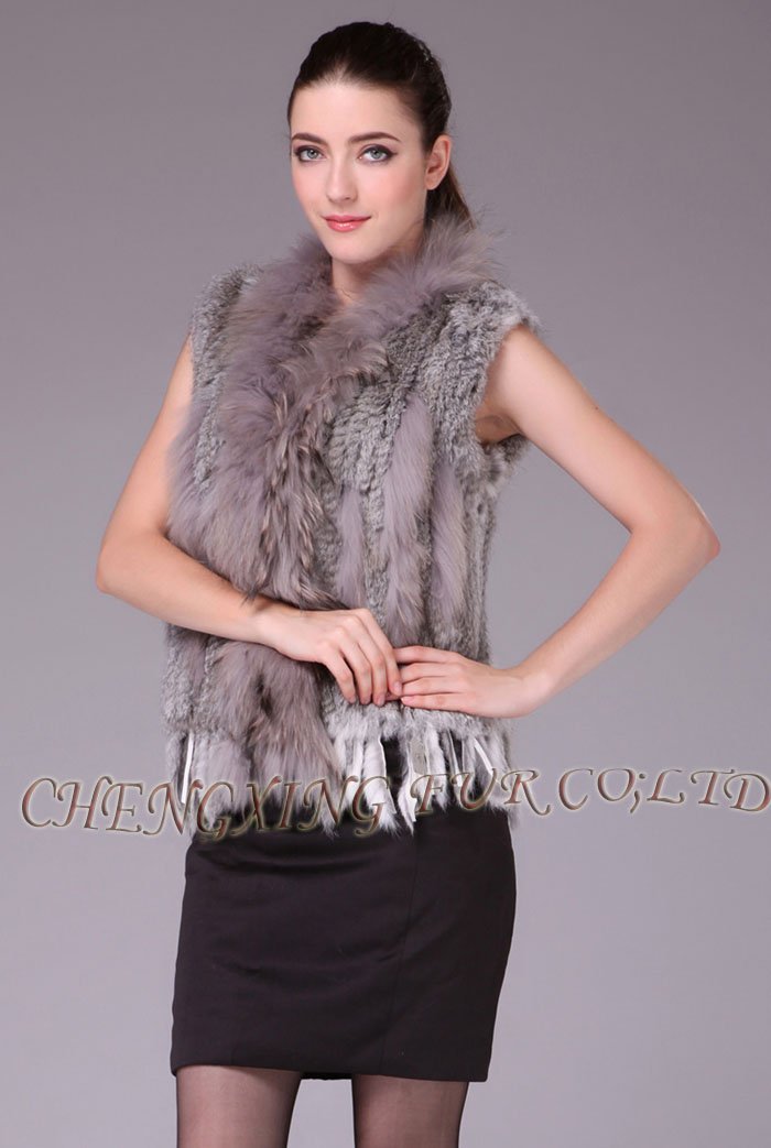 CX-G-B-57B1 Genuine Rabbit Fur Vest ~ BLACK / NATURAL BROWN / NATURAL GREY ~ DROP SHIPPING