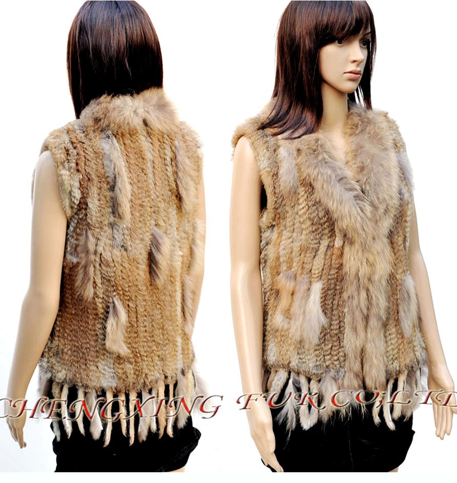 CX-G-B-57B1 Hand Knitted Rabbit Fur Vest ~ Lots of Colours ~ DROP SHIPPING