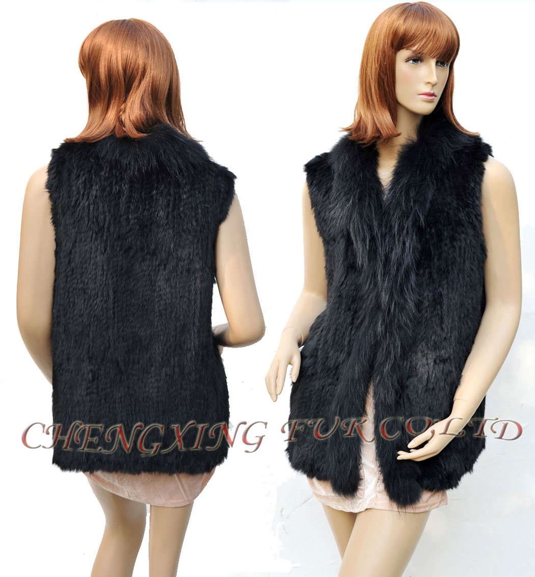 CX-G-B-76B Hand Knitted  Rabbit Fur Fashion Vest ~ DROP SHIPPING