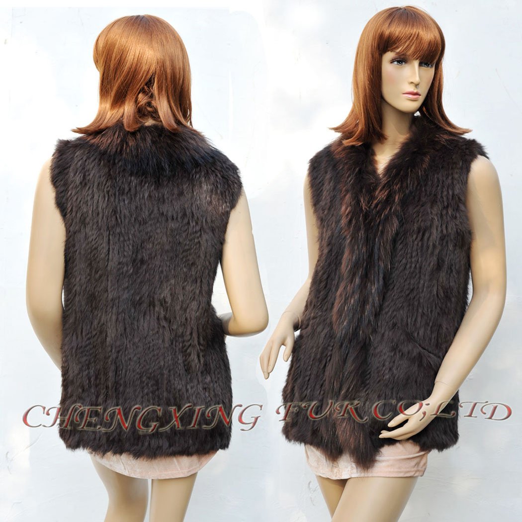 CX-G-B-76C Hand Knitted Women Rabbit Fur Fashion Vest ~ DROP SHIPPING