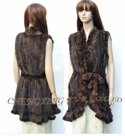 CX-G-B-89B Genuine Handknitted Mink Vest ~ DROP SHIPPING