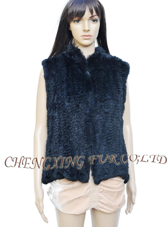 CX-G-B-99A Hand Knitted  Rabbit Fur Fashion Vest ~ BLACK/ DEEP BROWN~ DROP SHIPPING