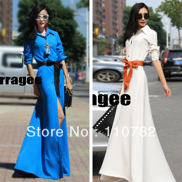 D13 Wholesale ! Blue Europe Vintage Sexy Button Up Maxi Sleeve Cardigan High-Quality Unique Queen Aura Full Dress S - XXL