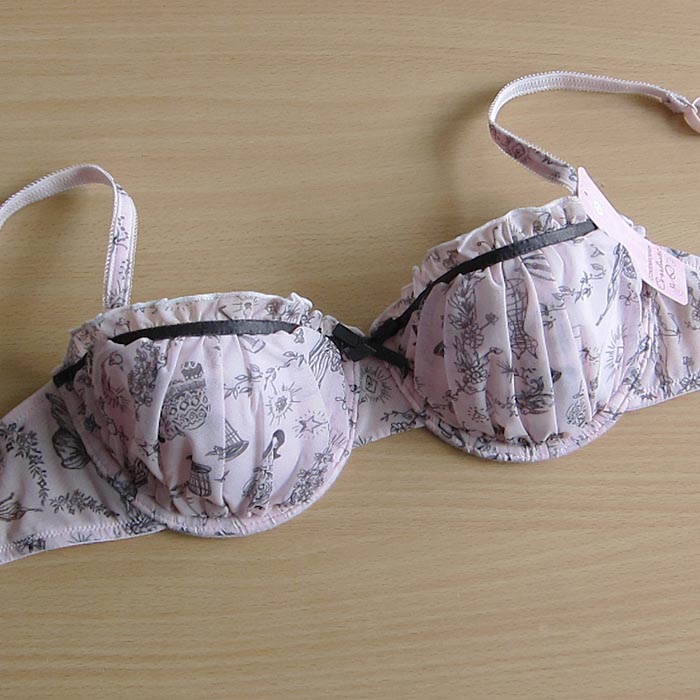 D3 shopping cart gauze butterfly print cup underwear bra 70d75e80ce