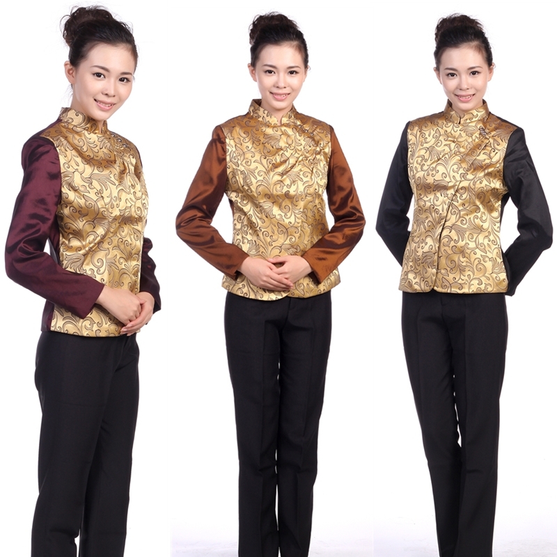 D301a work wear autumn and winter female clothes waiter uniform