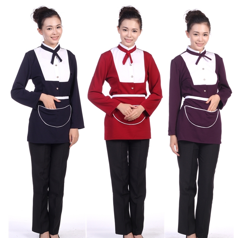 D302a work wear autumn and winter female restaurant uniforms long-sleeve autumn clothes