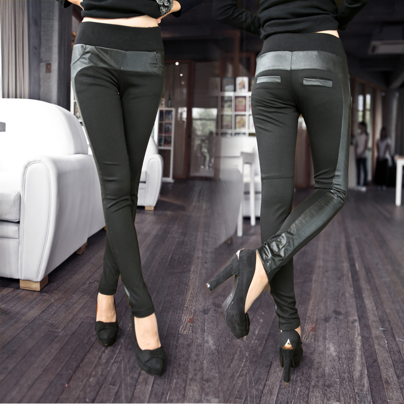 D9072 2012 autumn and winter fashion slim leather legging