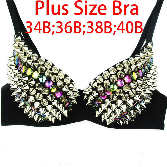 dancer bra top handmade Embellished Spike Stud Pattern push up Bra plus size bra FREE SHIPPING