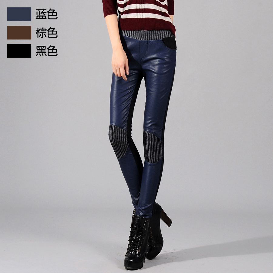 Dark color multi-pocket female jeans pencil pants women's boutique applique low-waist trousers retro finishing pattern