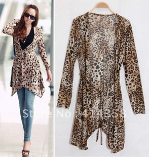 Day gift 2012 summer new arrival fashion loose leopard print chiffon cardigan dovetail mantissas