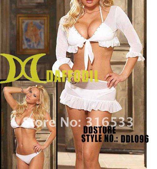 DDstore wholesale sexy lingeries sex Club wear ladies fashion adult costume white intimate clothing 3sets/lot DDL096