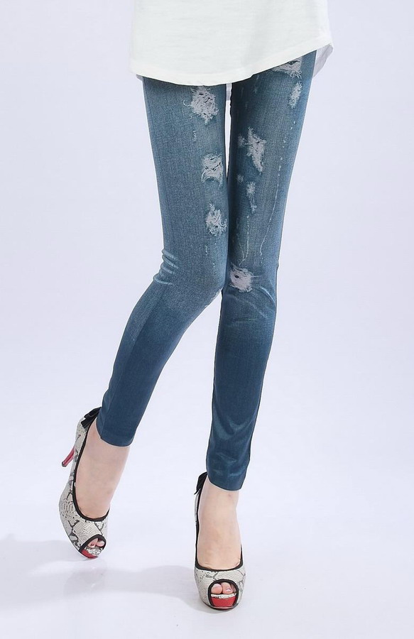 Dear Lover Blue Denim holeSexy Stockings Slim Leggings Pants