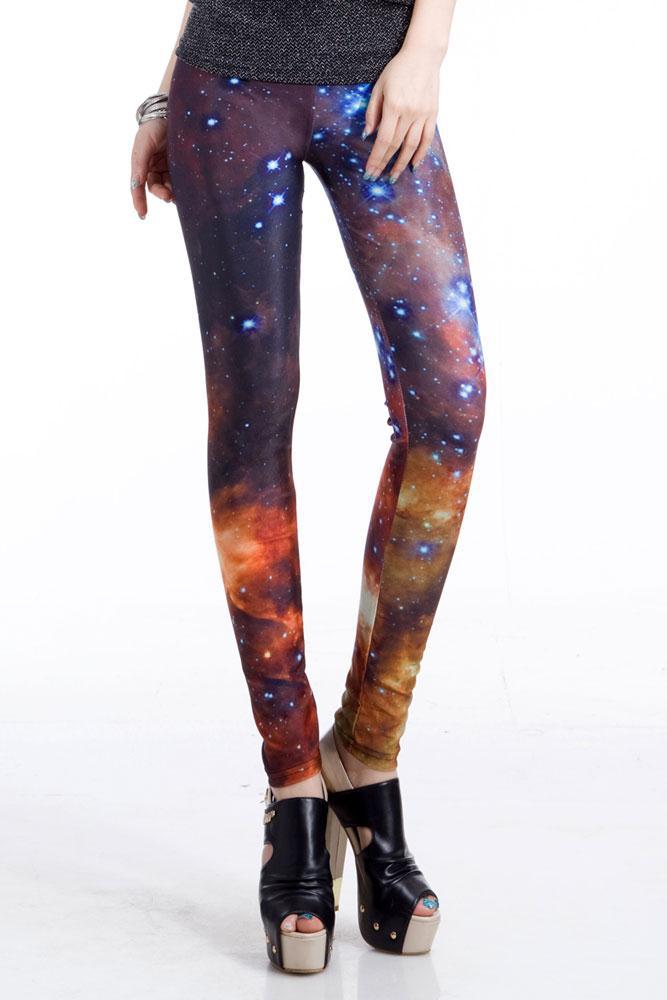 Dear Lover High Waist Galaxy Space Black Milk Leggings for Women Yellow Women's Legging Pants Free Shipping