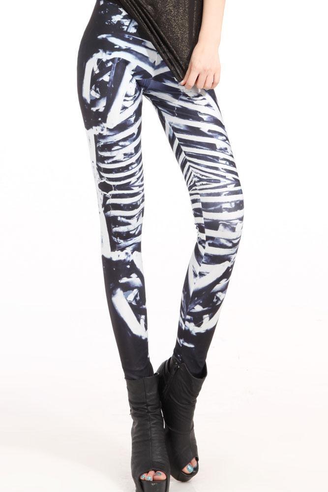 Dear Lover Human Fashion Leggings Black Milk Skeleton Vintage Women's Legging Pants Free Shipping