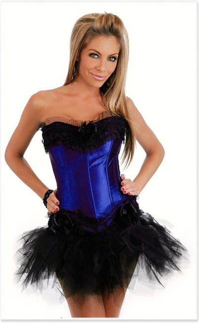 Deep blue fashin overbust corset skirt suits - qm070