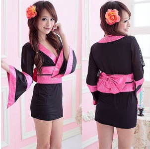 Deep V-neck japanese style costumes sexy bathrobe sexy kimono cosplay uniform