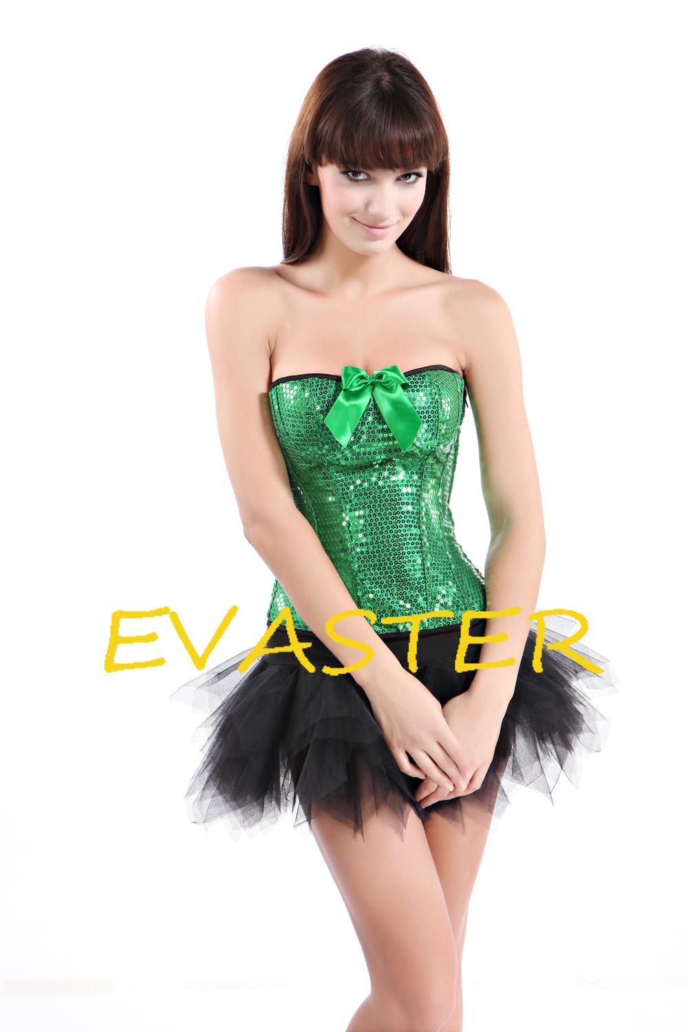 deluxe charming shining Emerald Sequin woman sexy corsets and bustiers