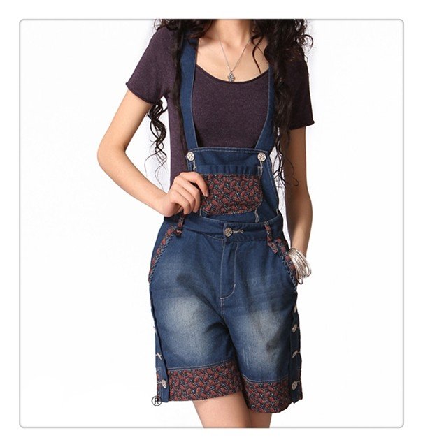 DEMONSTYLE lady's overalls,women's denim braces shorts A09965