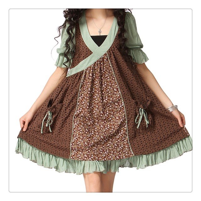 [DEMONSTYLE]new arrival lady's half sleeves dress,women's patchwork dress LA10820C