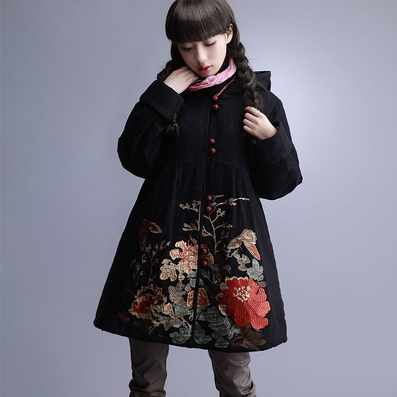 DEMONSTYLE Original design women's embroidery wadded jacket outerwear winter top,women's coat