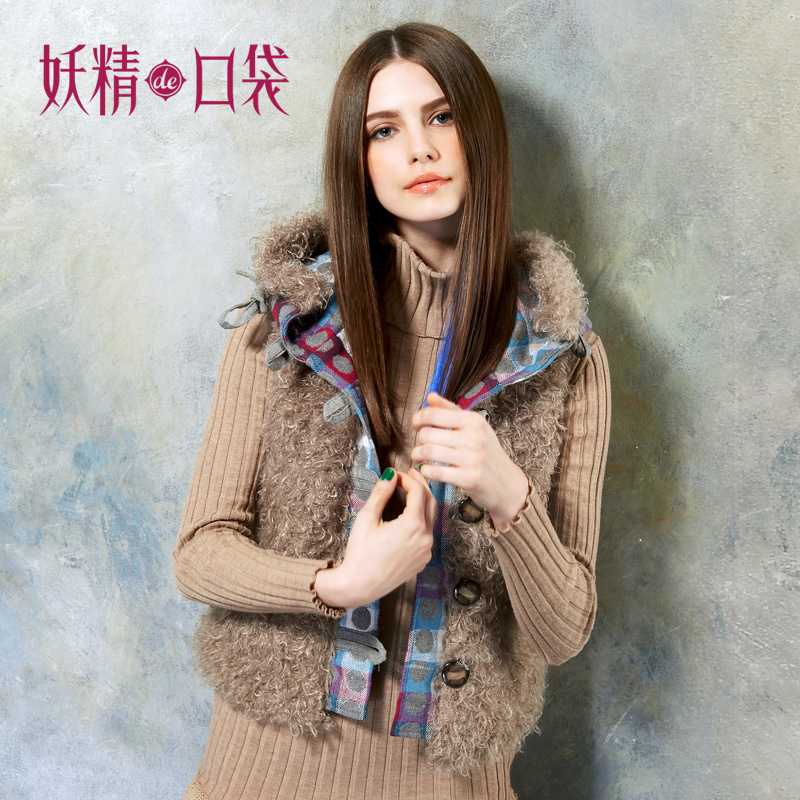 DEMONSTYLE  winter roll plush woolen vest,women's vest