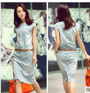 Denim bag hip dress