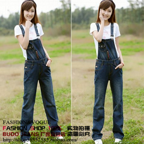 Denim bib pants female 2013 loose jeans spaghetti strap jumpsuit pants trousers