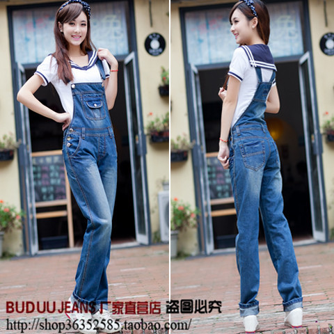 Denim bib pants female 2013 loose plus size spaghetti strap thin 6022 jumpsuit