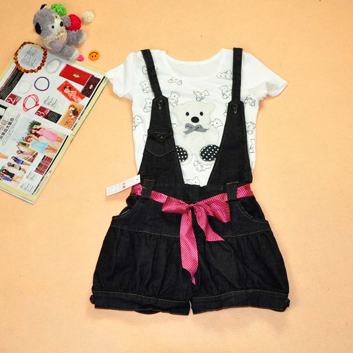 Denim bib pants female loose 2012 bib pants casual denim shorts suspenders female