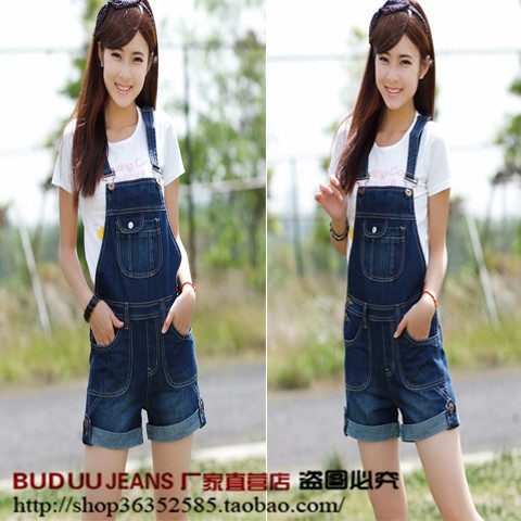 Denim bib pants shorts 2013 bib pants shorts female shorts plus size available 5618