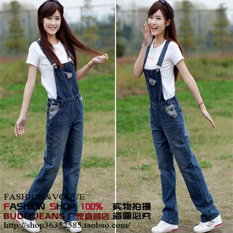 Denim bib pants trousers female 2013 denim bib pants female bib pants jeans trousers