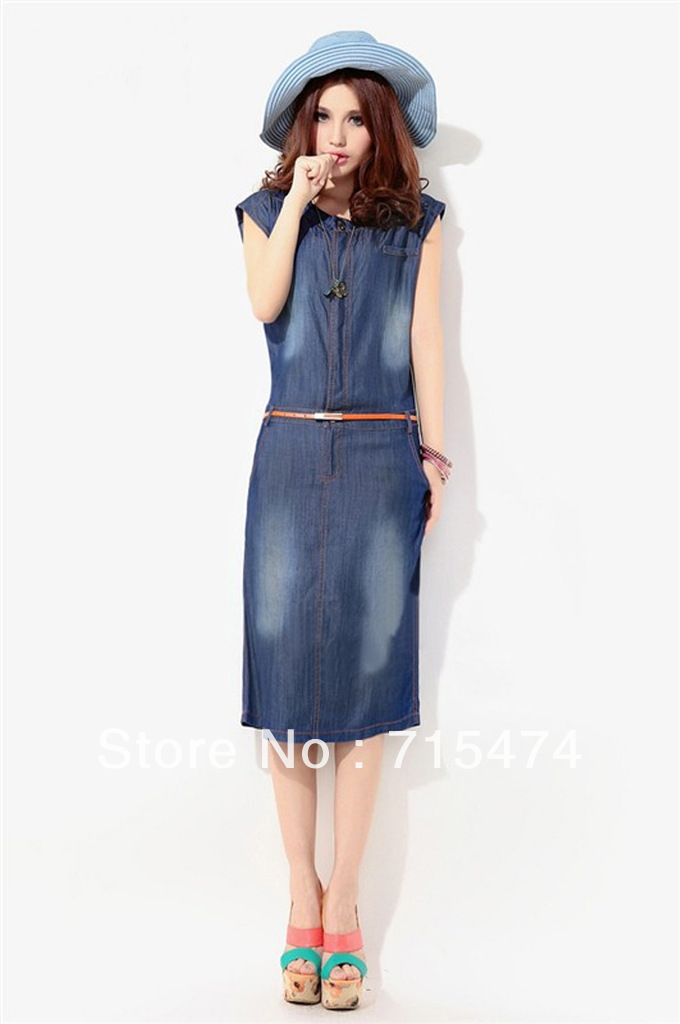 Denim dress2013 Brand Newest,Vintage Fashion Women's Denim Dresses Ladies' Dress Casual workwear ,Free shipping