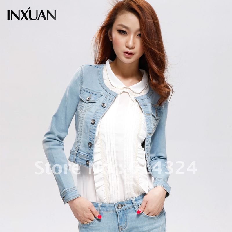 Denim outerwear female o-neck long-sleeve top short jacket 2012 autumn women's all-match