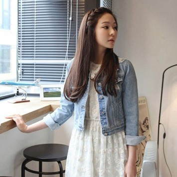 Denim outerwear short jacket denim coat 7110 free shipping