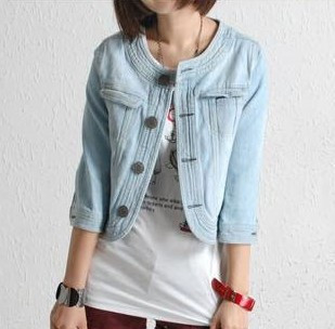 Denim short jacket 6007 free shipping