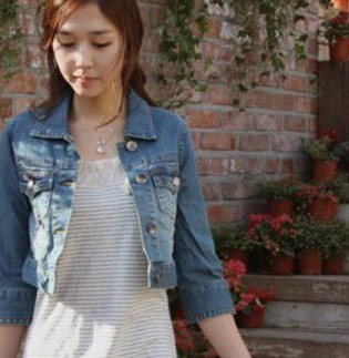 Denim short jacket cardigan 9087 free shipping