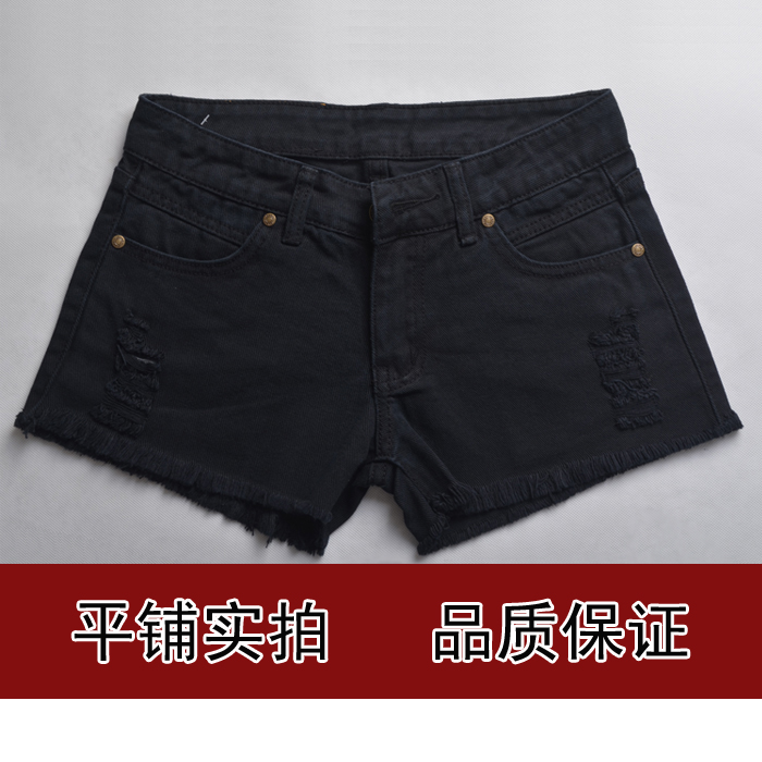 Denim shorts autumn and winter female black loose plus size winter boot cut jeans shorts