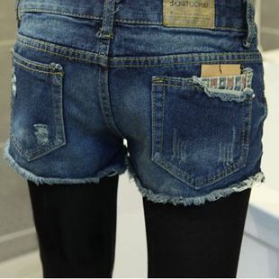 Denim shorts female summer 2012 new arrival distrressed all-match denim zipper shorts autumn and winter boot cut jeans