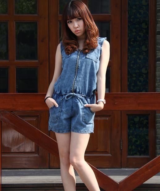 Denim shorts suspenders female 2013 gossip loose suspenders shorts one piece spaghetti strap pants plus size