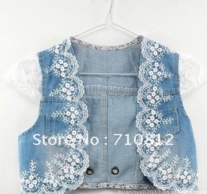 Denim vest / Puff lace vest