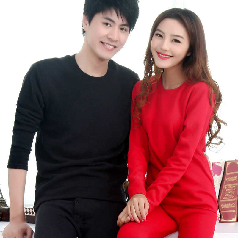 Denter warm card 2012 autumn and winter plus velvet thickening thermal underwear set lovers