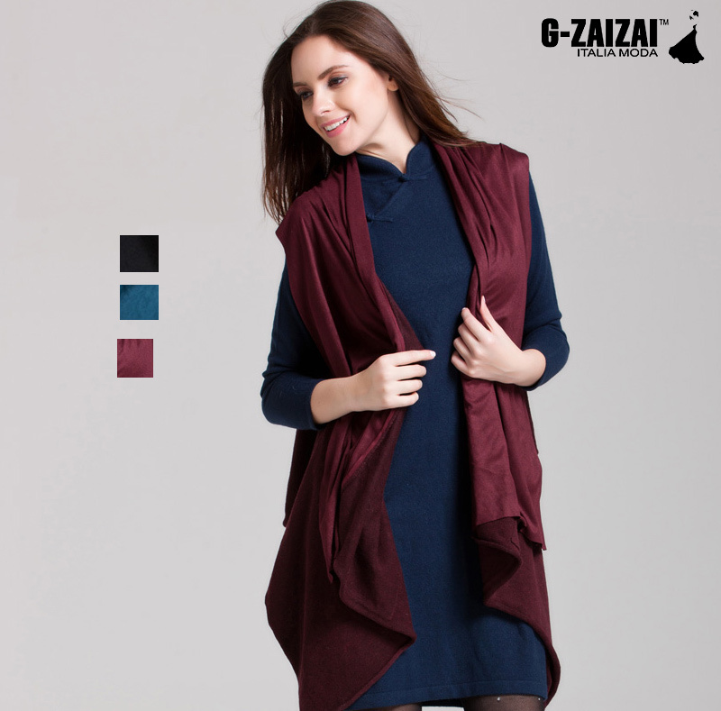 Design From Italy W female wool patchwork chamois three-color irregular sweep cardigan cape