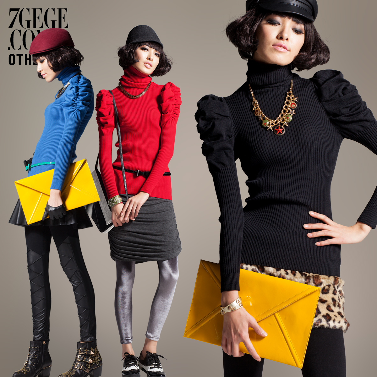 designer dresses 2013 spring Puff sleeve sweater female slim basic sweater outerwear 3mn1004d