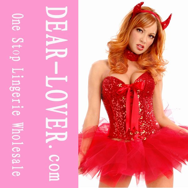 Devil Deluxe Halloween Corset Costumes With Skirt LC5252 Cheaper price Drop Shipping