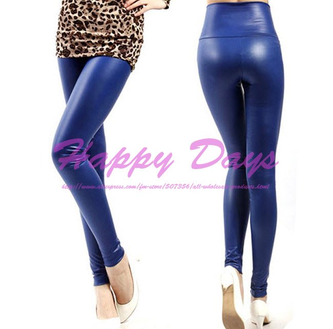 DHL Colorful High Waisted Imitation Leather Women Leggings Sexy Lady Leather Tights Trousers Pants, 20PCS